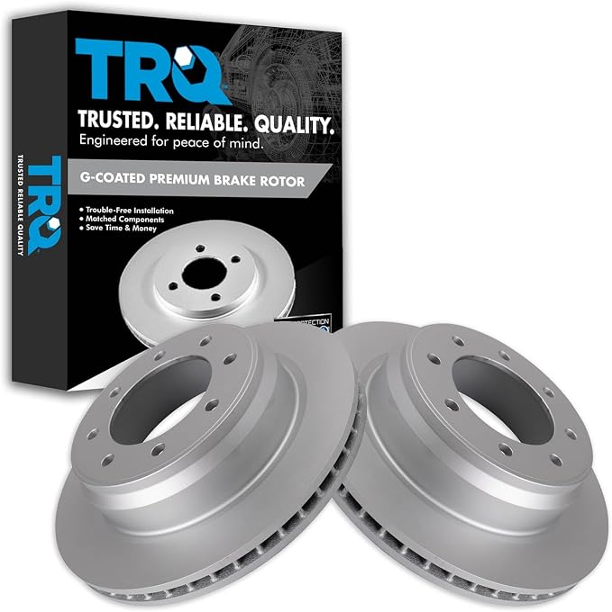 TRQ Rear Brake Rotor Set G Coated Vented Compatible with 2012-2021 Nissan NV1500 NV2500 NV3500