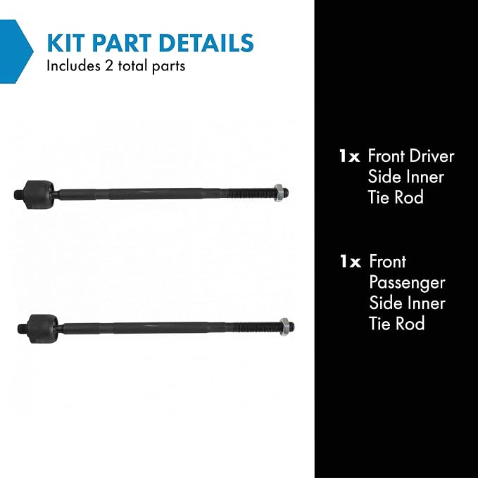 TRQ Front Inner Tie Rod Set 2 Piece Compatible with 2010-2013 Ford Transit Connect