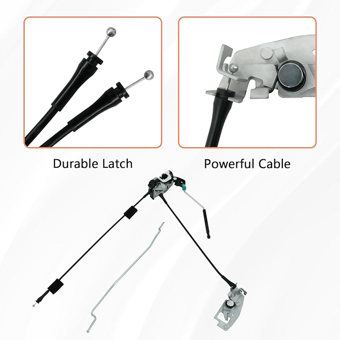 Side Door Latch Assembly with Cable & Rod, Right Passenger Side Hinged Lock for Ford 1992-2019 E150 E250 E350 Econoline Van, Door Connective Repair Lock Latch Replaces 8C2Z15264A00B
