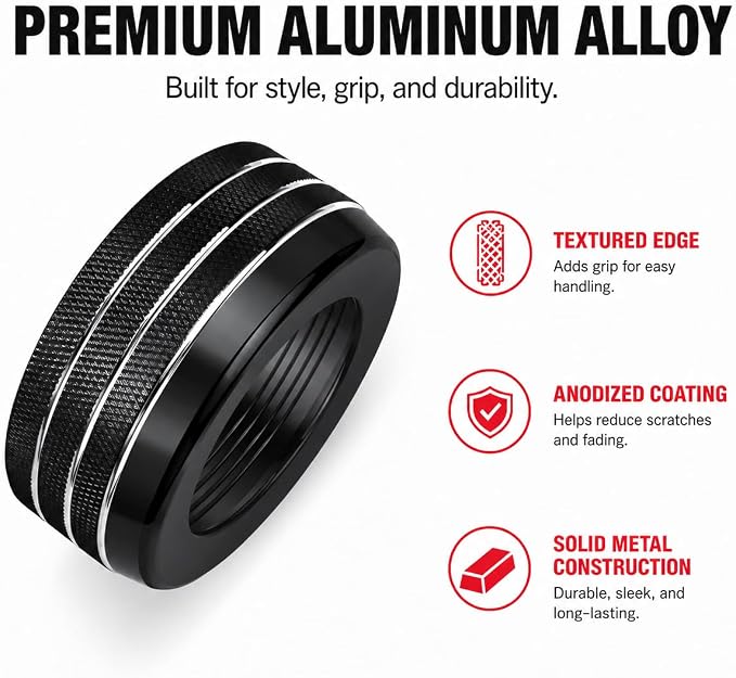 2024-2026 Chevy Traverse Accessories, 7PCS Aluminum Alloy Knob Cover Trim Set, Interior Control Knob Rings with Enhanced Grip (Black)
