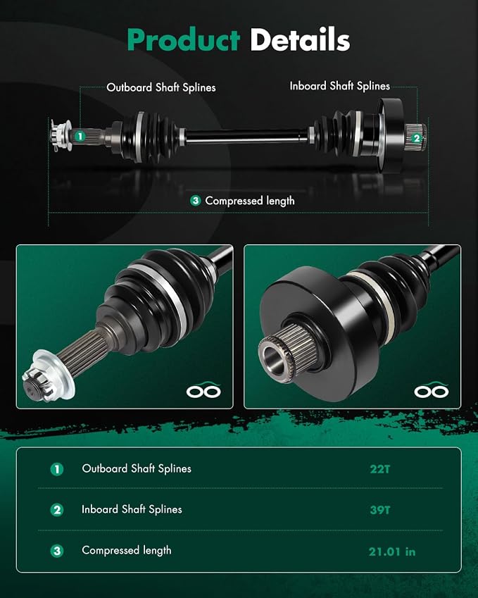 SCITOO 64901-31G41 64901-31G31 Rear Left Right CV Axle for Suzuki King Quad 450 King Quad 500 King Quad 700 King Quad 750