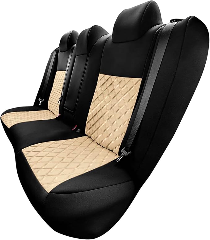 FH Group Custom Fit Seat Covers Specifically Made for 2012-2017 Toyota Camry LE | SE | XSE | XLE - Ultraflex Neoprene Waterproof Car Seat Cover, Rear Set Beige