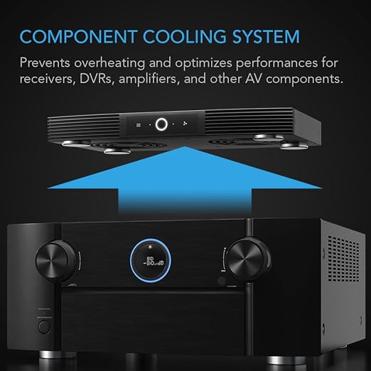 AC Infinity AIRCOM S6, Quiet Cooling Blower Fan System 12" Rear-Exhaust for Receivers, Amps, DVR, AV Cabinet Components