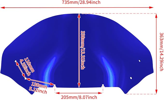 Road Glide Windshield 13.5" Wave Fairing Windscreen Cover for Harley FLTRX 2024-2025, FLTRXSE 2023-2025, FLTRXSTSE 2024-2025 Blue