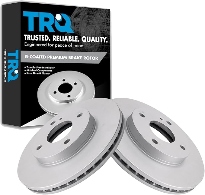 TRQ Front Brake Rotor Set G Coated Vented Compatible with 2011-2019 Ford Fiesta