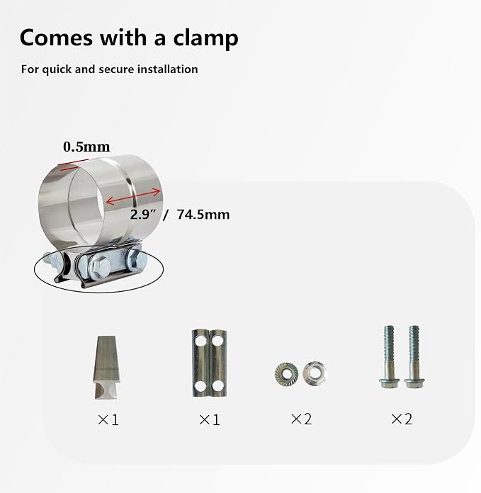 Universal 4" to 7" Exhaust Elbow Pipe with Steel Clamp - Silver Chrome or Black Painted for Car, Truck & Diesel