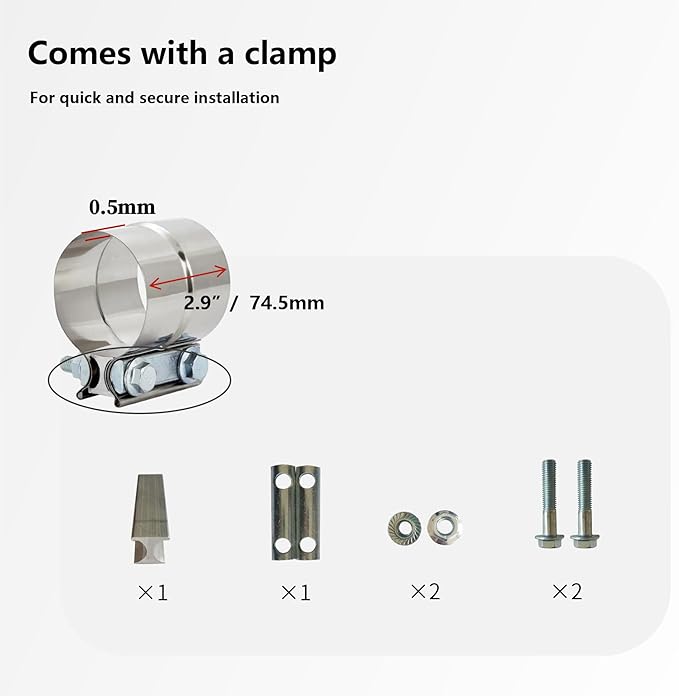 Universal 5" to 6" Exhaust Elbow Pipe with Steel Clamp - Silver Chrome or Black Painted for Car, Truck & Diesel
