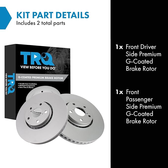 TRQ Front Brake Rotor Set G Coated Vented Compatible with 2007-2008 Lexus GS350 2007 GS450h 2008 GS460 2006-2020 IS350 2016-2017 IS200t 2018-2020 IS300