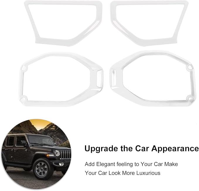 RT-TCZ A Pillar Speaker Trim Cover & Roof Speaker Audio Trim Cover Ring Kit Decoration Interior Accessories for Jeep Wrangler JL JLU & Gladiator JT 2018-2022,White