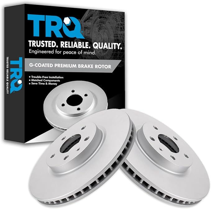 TRQ Front Brake Rotor Set 11.81 in G Coated Vented for 2013-2020 Ford Fusion 2013-2016 Lincoln MKZ