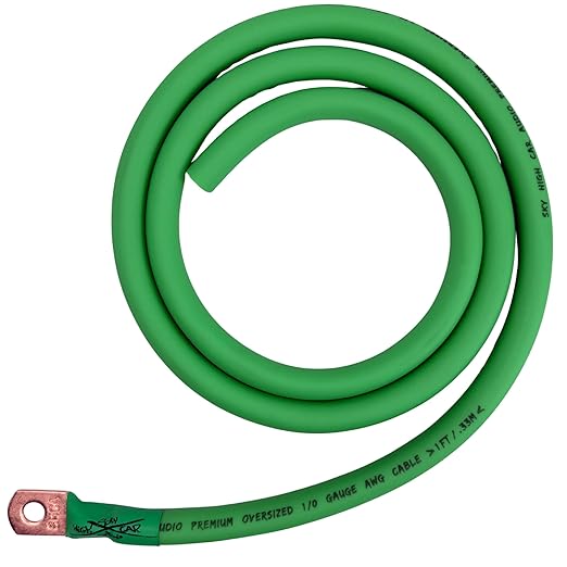 Sky High Oversized 1/0 Gauge AWG Big 3 Upgrade Green/Black Electrical Wiring Kit