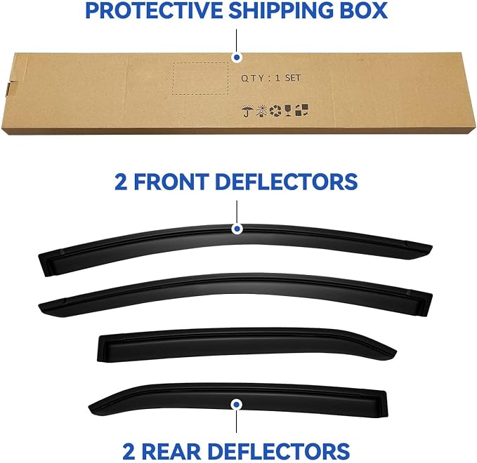 Window Visors Rain Guards for Toyota Corolla 2014-2019, Out-Channel Window Vent Wind Deflectors Visors Shades for 14-19 Corolla