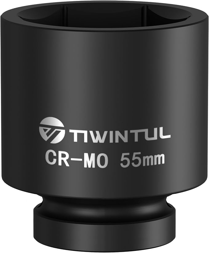 55mm Impact Socket 1-Inch Drive for European Truck & Vehicle | 6 Point Design,CR-MO Metric Socket for High Torque Impact Wrench, Large Socket for Mining, Industrial & Infrastructure Work