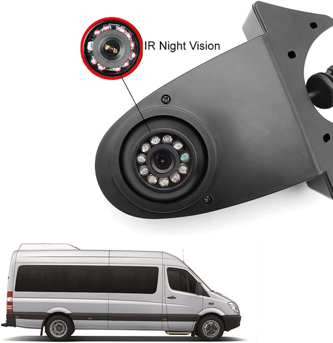 Universal Camera Car Top Mount Rear View Reverse Parking Camera,Replacement for Citroen Berlingo Jumper Jumpy Nemo Dacia Dokker Van Nissan Navara HD All RV Models (Black Camera with 7 inch Monitor)