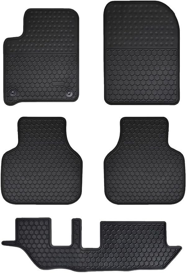 Car Floor Mats Custom Fit for Dodge Journey 2012 2013 2014 2015 2016 2017 2018 2019 2020（3 Row Set ） Odorless Washable Heavy Duty Rubber (All Weather) Floor Liners Black