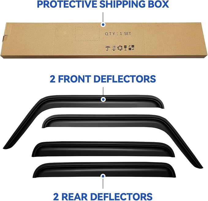 Window Visors Rain Guards Shield for 2007-2018 Jeep Wrangler JK Unlimited 4-Door, Out-Channel Window Vent Wind Deflectors Visors Shades for 07-18 Wrangler JKU