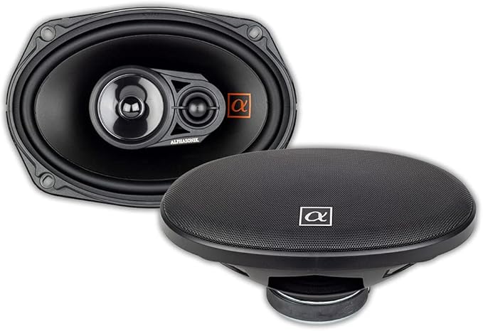 Alphasonik 1 Pair of NS693 Neuron Series 6x9 (420 Watts Max for The Pair) 210 Watts Max Per Speaker 3-Way Full-Range Car Audio Speaker with PEI Dome Tweeter Polypropylene Cone Grilles Included