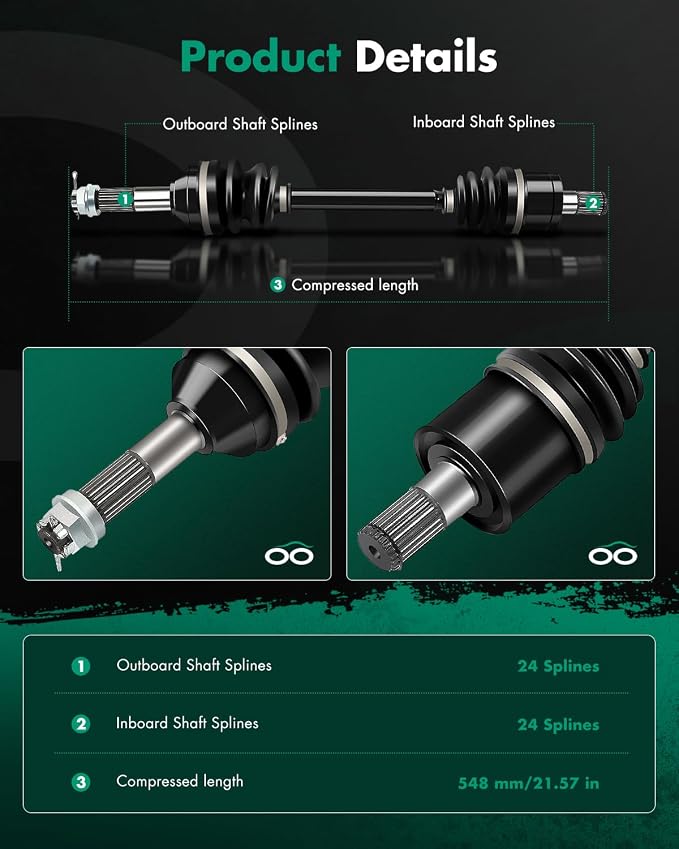 SCITOO Rear Left Right CV Axle Shaft Assembly Fit 2006-2013 for Kawasaki Brute Force 650 2005-2019 for Kawasaki Brute Force 750 59266-0002 59266-0023