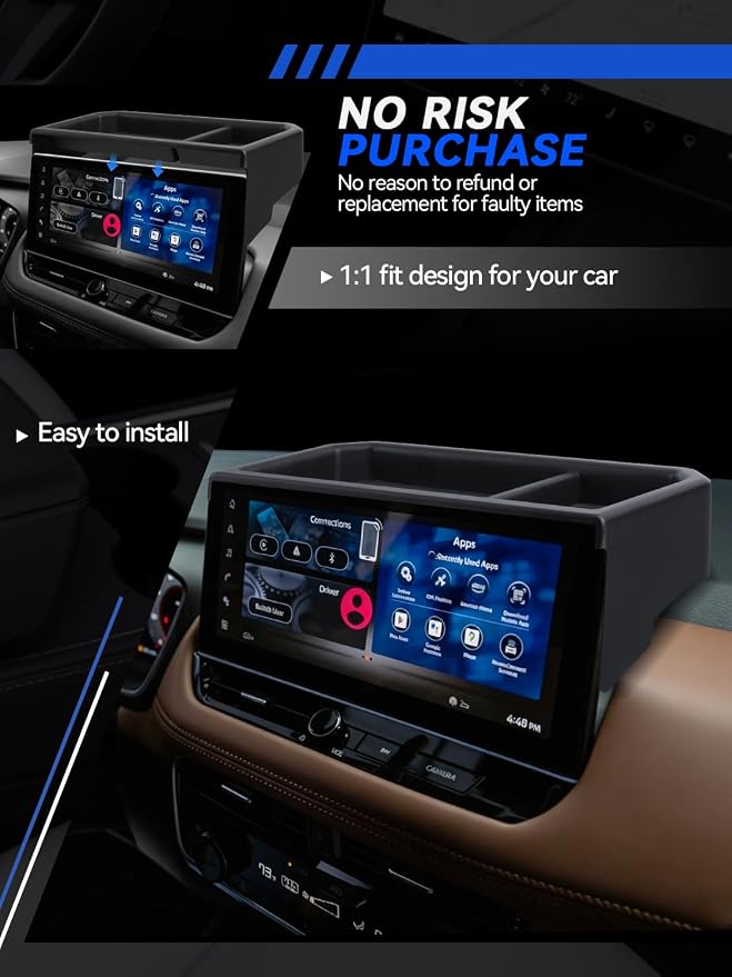 for Outlander Dashboard Console Organizer 2025-2026 Mitsubishi Outlander(ES/SE/SEL/Trail/Platinum) Accessories Behind Screen Organizer 12.3 Inch Storage Box Console Dash Tray
