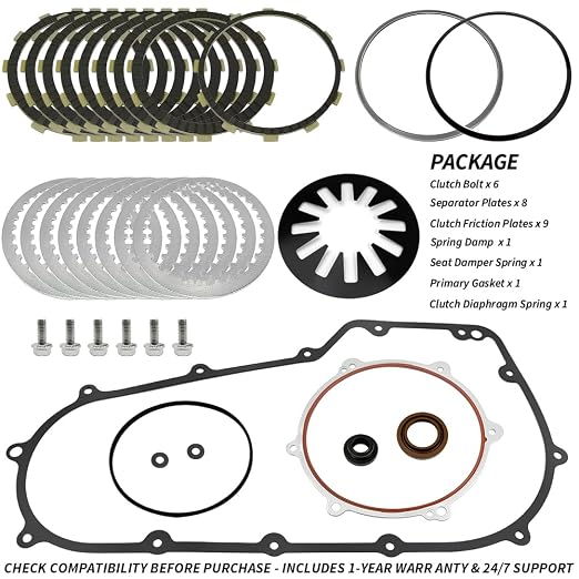 Clutch Diaphragm Spring & Primary Gasket Kit Compatible with Dyna Fat Boy Heritage Softail Softail OEM#60547-06FM 37913-98 37932-98 37871-04