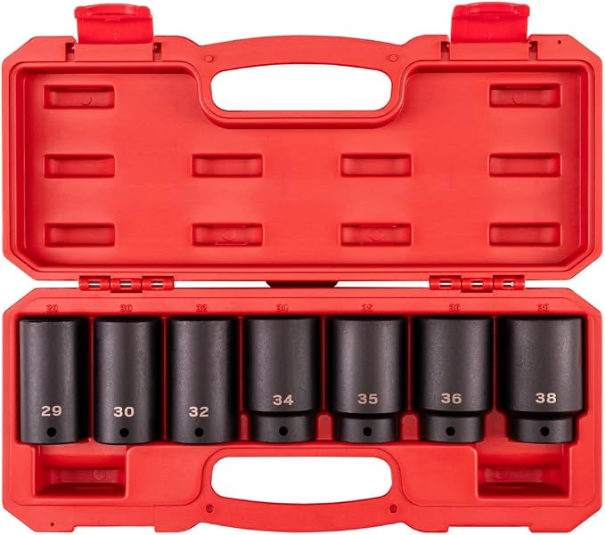 TEKTON 1/2 Inch Drive Axle Nut Impact Socket Set, 7-Piece | SID92340