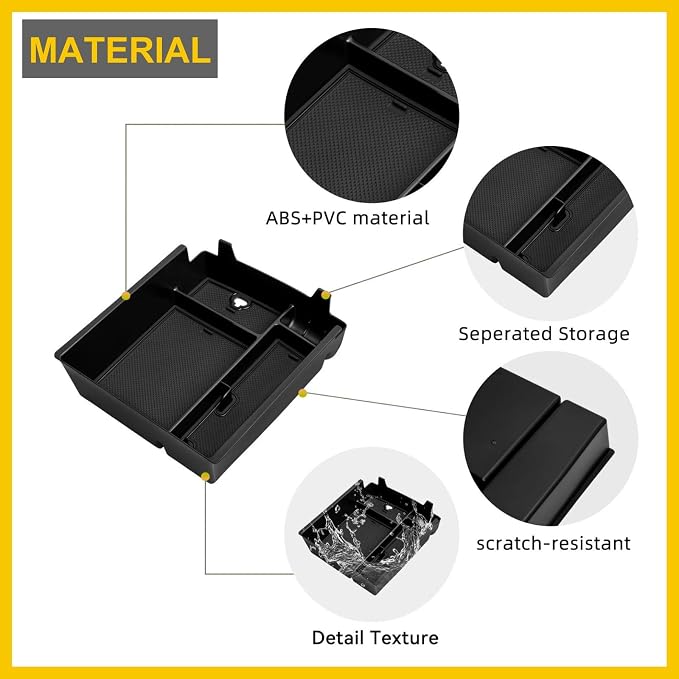 Center Console Organizer Tray for 2026 2025 2024 Chevy Traverse/GMC Acadia/Buick Enclave Interior Accessories - Middle Center Console Armrest Storage Coin Box - ABS Plastic, Black