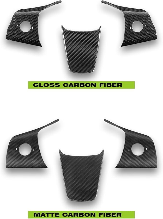 Steering Wheel Trim Cover 3PCS for 2017-2023 Tesla Model 3&Y,3K Toray Dry Carbon Fiber Interior Accessories Compatible with Tesla Model 3&Y(Matte Black)