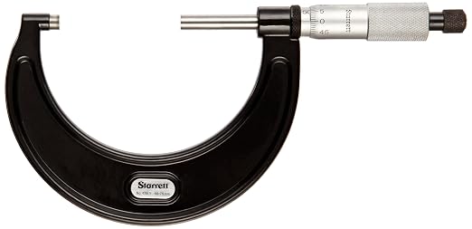 Starrett Outside Micrometer with One-Piece Spindle, Satin Chrome Finish and Advanced Sleeve Design - Quick and Easy Adjustment, 25-50mm Range, .001mm Graduation - V436.1MXRL-50