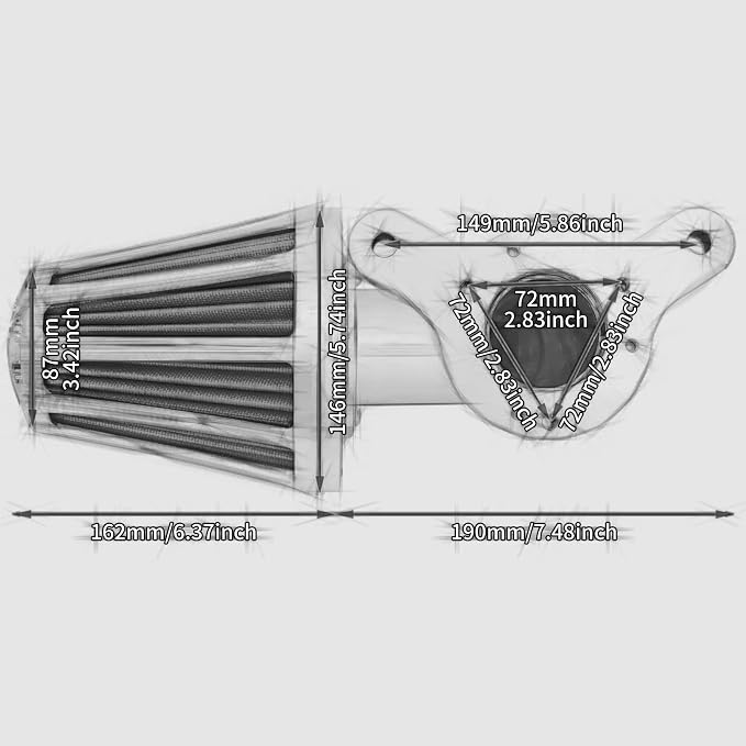 Air Cleaner Filter 90° Forward-Facing Intake Kit CNC Fit for Harley Touring Softail Dyna Sportster XL (Chrome Housing Grey Element, C For Touring 08-16,Softail 16-17,Trike 08-16)