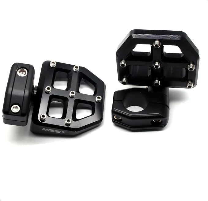 MZS Motorcycle Highway Pegs, 1.25" Highway Foot Pegs Mount Short CNC Aluminum Compatible with Road King Softail Road Electra Street Glide Sportster Vulcan Chief Boulevard for 1 1/4 Engine Guard