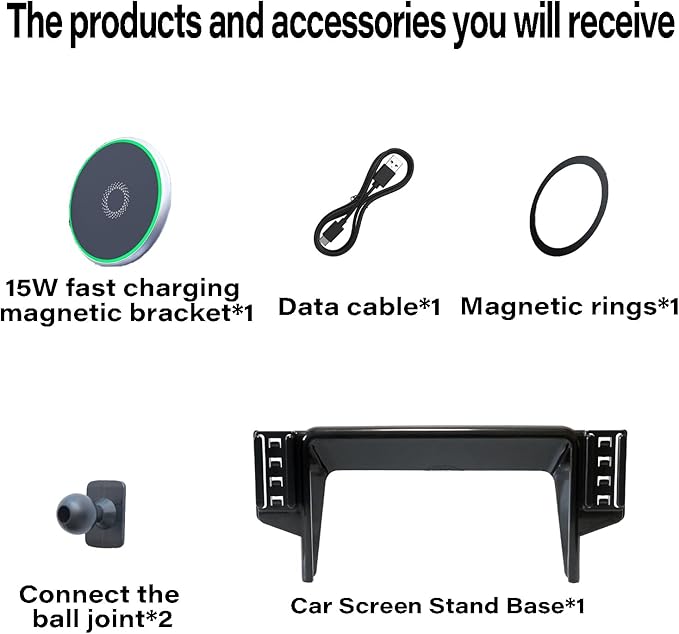 Car Phone Holder for Ford Explorer 2020 2021 2022 2023 2024 Accessories 15W MagSafe Fast Wireless Charger Cell Phone Mount Apply to 10.1 Inch Touch Screen Fixed Clip 360° Rotation