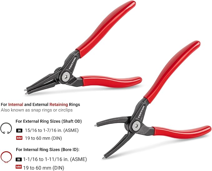 TEKTON 5 Inch 90-Degree Retaining Ring Pliers Set, 2-Piece | PRR90014