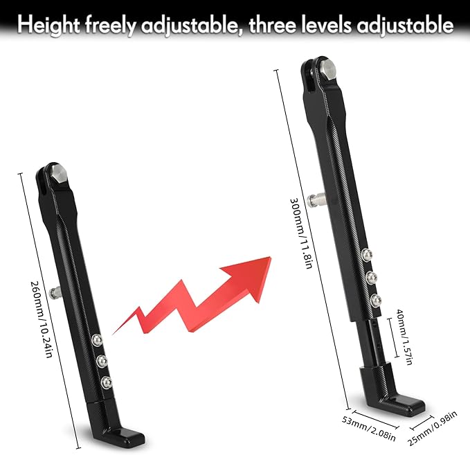 CNC Dirt Bike Kickstand - 7075 Aluminum Alloy Side Stand Support Stand Adjustable for CR CRF XR RM KX KLX TTR PW 50 70 80 100 110 125 150 50cc-150cc Pit Bike