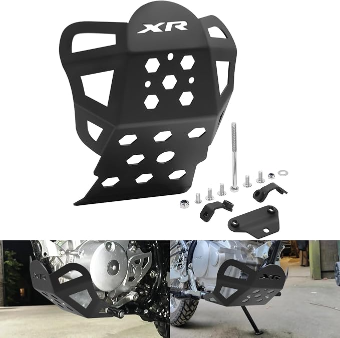 XR150L Skid Plate - Front Engine Bash Cover Guard Compatible with 2023~2025 XR125L XR150L - Skidplate Thickness Enhancement with Engine Heat Dissipation Holes (Black)