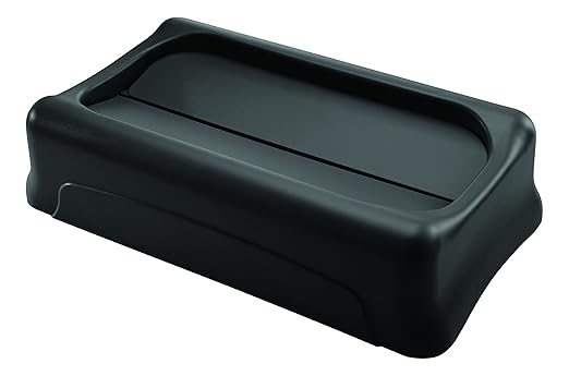 Rubbermaid Commercial Products Slim Jim Trash Can Swing Lid, Black, Plastic, Compatible with 16/23 Gallon Slim Jim Containers/Garbage Can, For Kitchens/Classrooms/Offices/Back of House