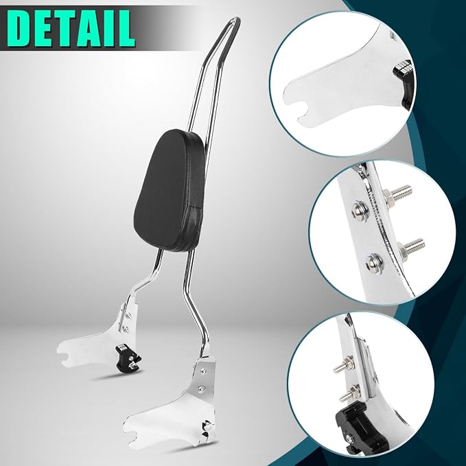 AUFER Detachable Rear Passenger Backrest Sissy Bar With Back Rest Cushion Pad Compatible With For Harley Touring Road King Street Glide Electra Glide Road Glide FLHR FLHX FLHT FLTR 1997-2008