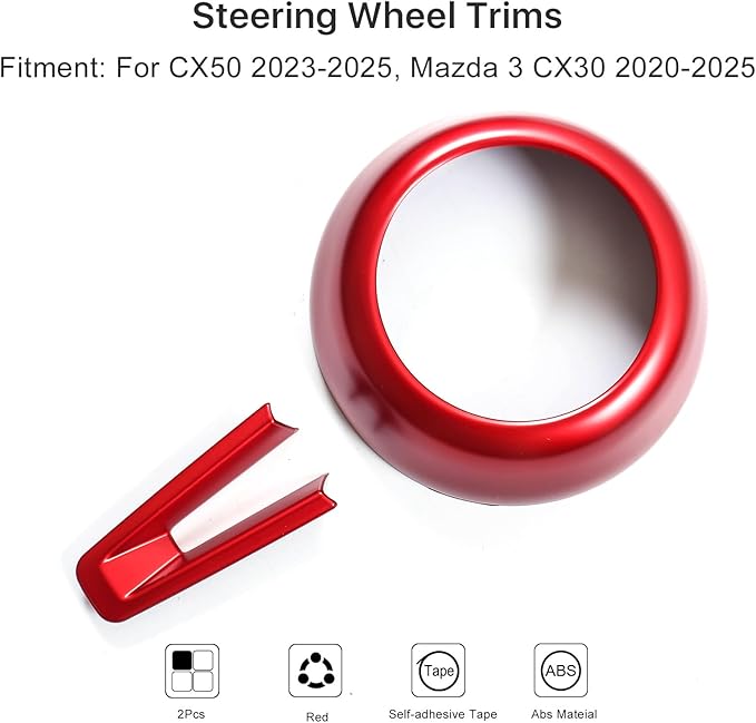 Fit for Mazda CX50 Mazda 3 CX-30 Accessories Steering Wheel Covers, Red Style Steering Wheels Protective Trims for Mazda CX-50 CX 50 2023 2024 2025 Mazda 3 CX30 CX 30 2020-2026