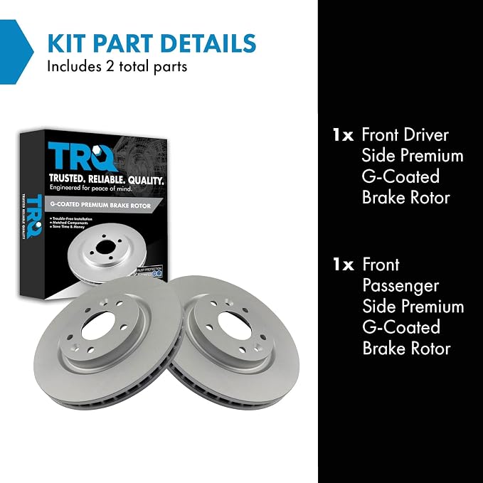 TRQ Front Brake Rotor Set G Coated Vented Compatible with 2014-2017 Nissan Leaf 2014-2020 Rogue 2017-2022 Rogue Sport