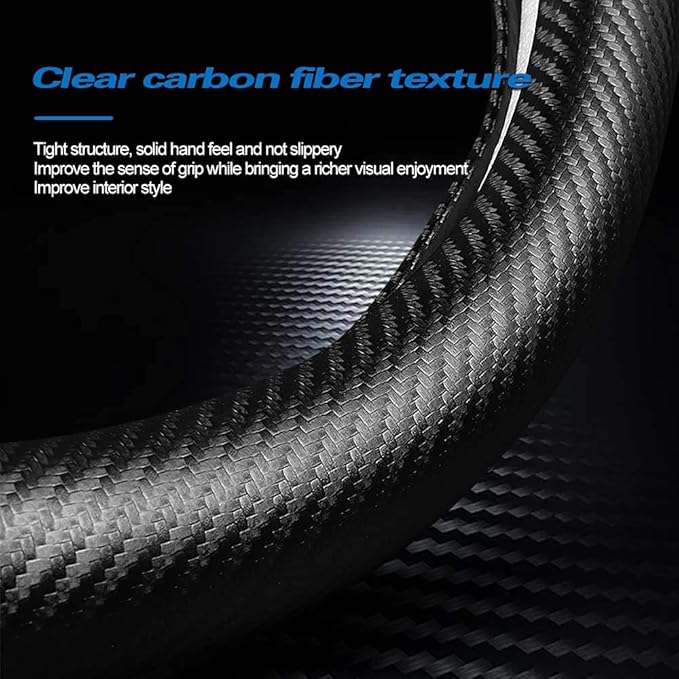HAOTULE Car Carbon Fiber and Leather D-Shape Steering Wheel Cover, Stylish car Non-Slip Leather car Interior 15 inches Universal Black and Red