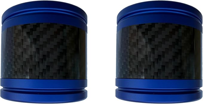 Motorcycle front and rear crash bar decorative wheels, engine crash bar sliders, and saddlebag crash bar decorative covers, CNC machined with embedded carbon fiber accents. (blue)