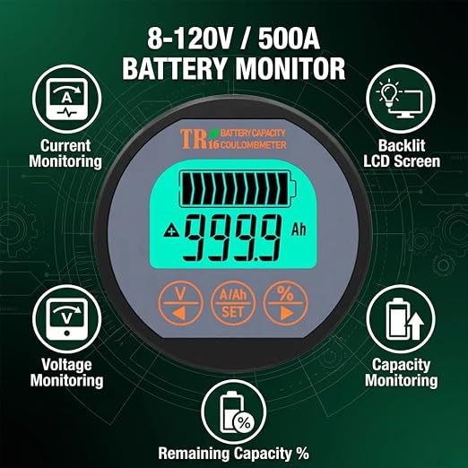 80V 50A 100A 350A High Precision Battery Level Indicator Battery Monitor Capacity Tester (50A)