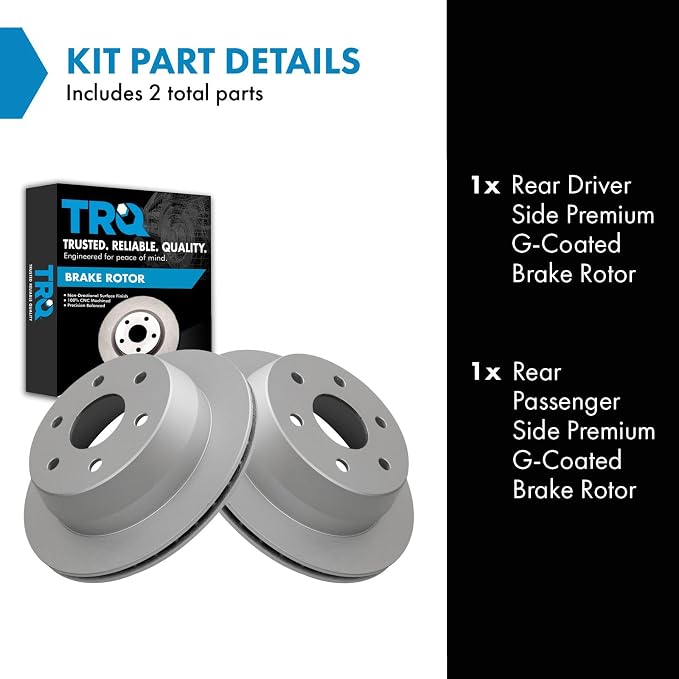 TRQ Rear G-Coated Brake Rotor Driver or Passenger Side LH RH for GM Truck SUV