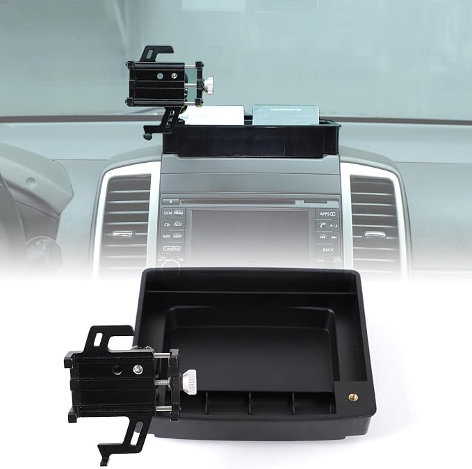 Car Dashboard Storage Tray Compatible with Nissan Frontier 2009-2017 ABS Dashboard Non-Slip Storage Organizer Tray with Phone Holder Mount Interior Accessories (Style D)