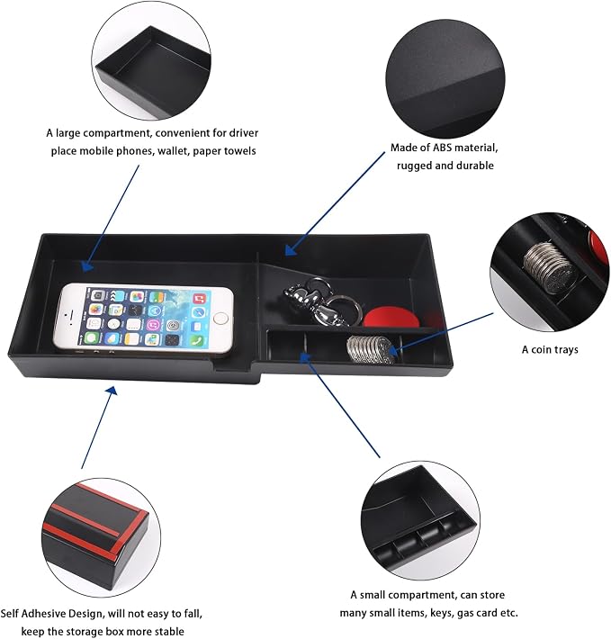 Center Console Dash Tray, Dashboard Storage Box Organizer Compatible with Toyota FJ Cruiser 2007-2021, ABS Auto Interior Storage Accessories (Dashboard Storage Box)
