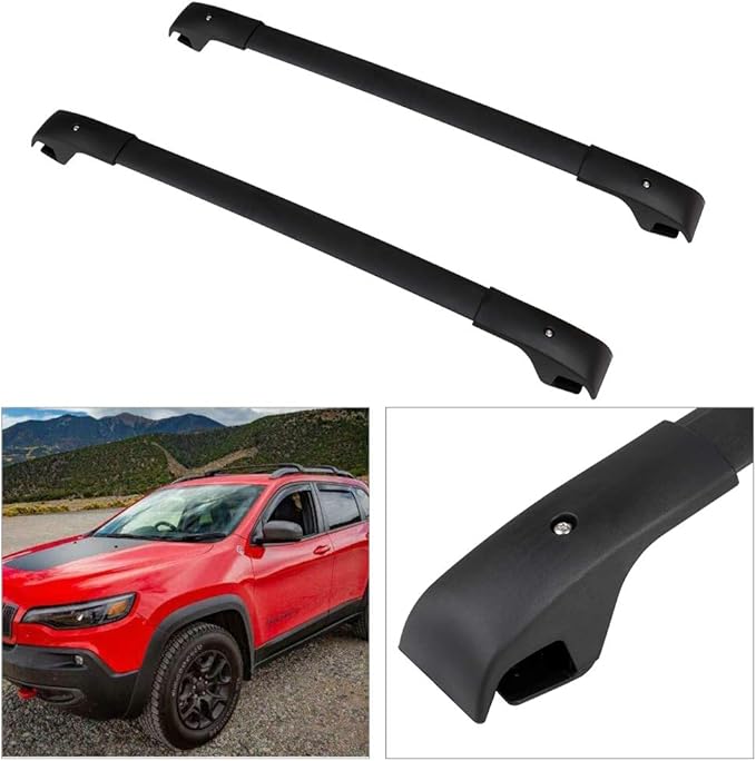 SCITOO Roof Rack Cross Bar 165LBS Compatible for Jeep Cherokee 2014-2022 2 Crossbars Black
