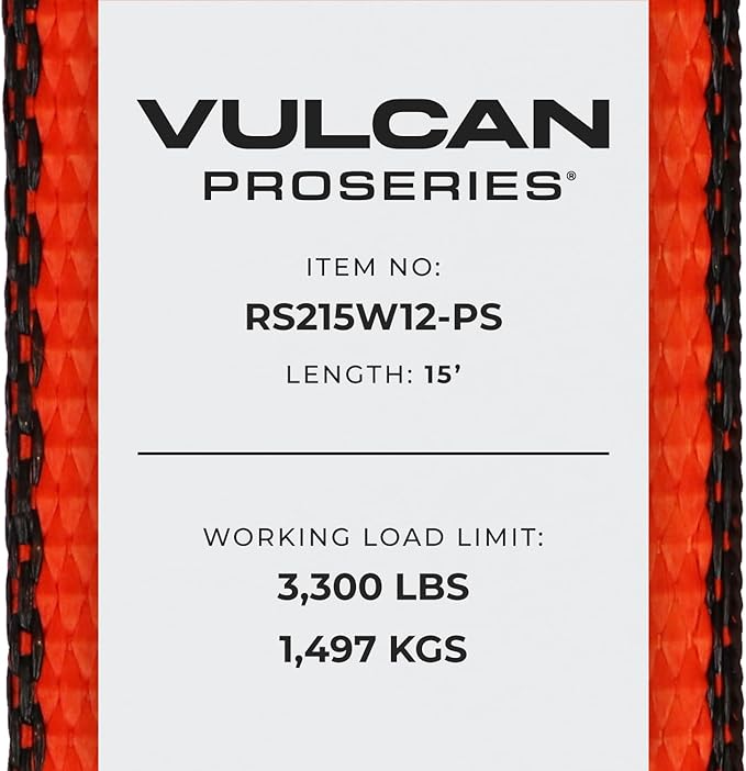 VULCAN Ratchet Strap with Wire Hooks - 2 Inch x 15 Foot - 4 Pack - PROSeries - 3,300 Pound Safe Working Load