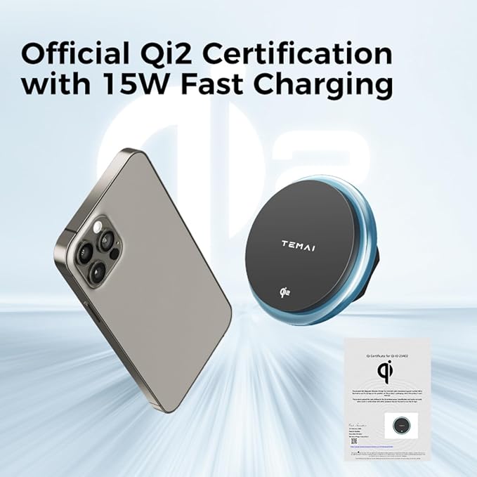 Persevere for Tesla Phone Mount Model 3 Highland 2024 & 2025, 15W Qi2 Wireless Charger Strong Magnetic Phone Holder for All 4-6.9'' Smartphones, Base Airvent Adjustable, Anti-Slip Mount