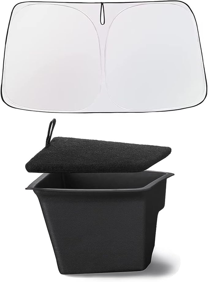BASENOR Tesla Model Y Windshield Sunshade and Model Y Rear Center Console Organizer