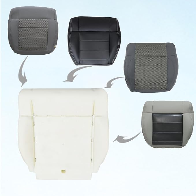 FZJDSD Gray Driver Side Bottom Cloth Replacement Seat Cover & Foam Cushion Compatible with Jeep Wrangler Sahara Rubicon 2008 2009 2010