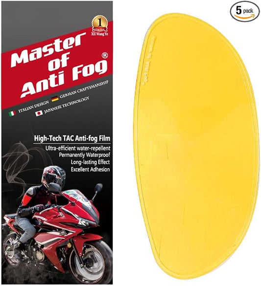 XII WY Universal Motorcycle 3/4 open face Helmet Shield Anti Fog Film,Yellow Visor Lens Insert Fog Resistant Waterproof Sticker